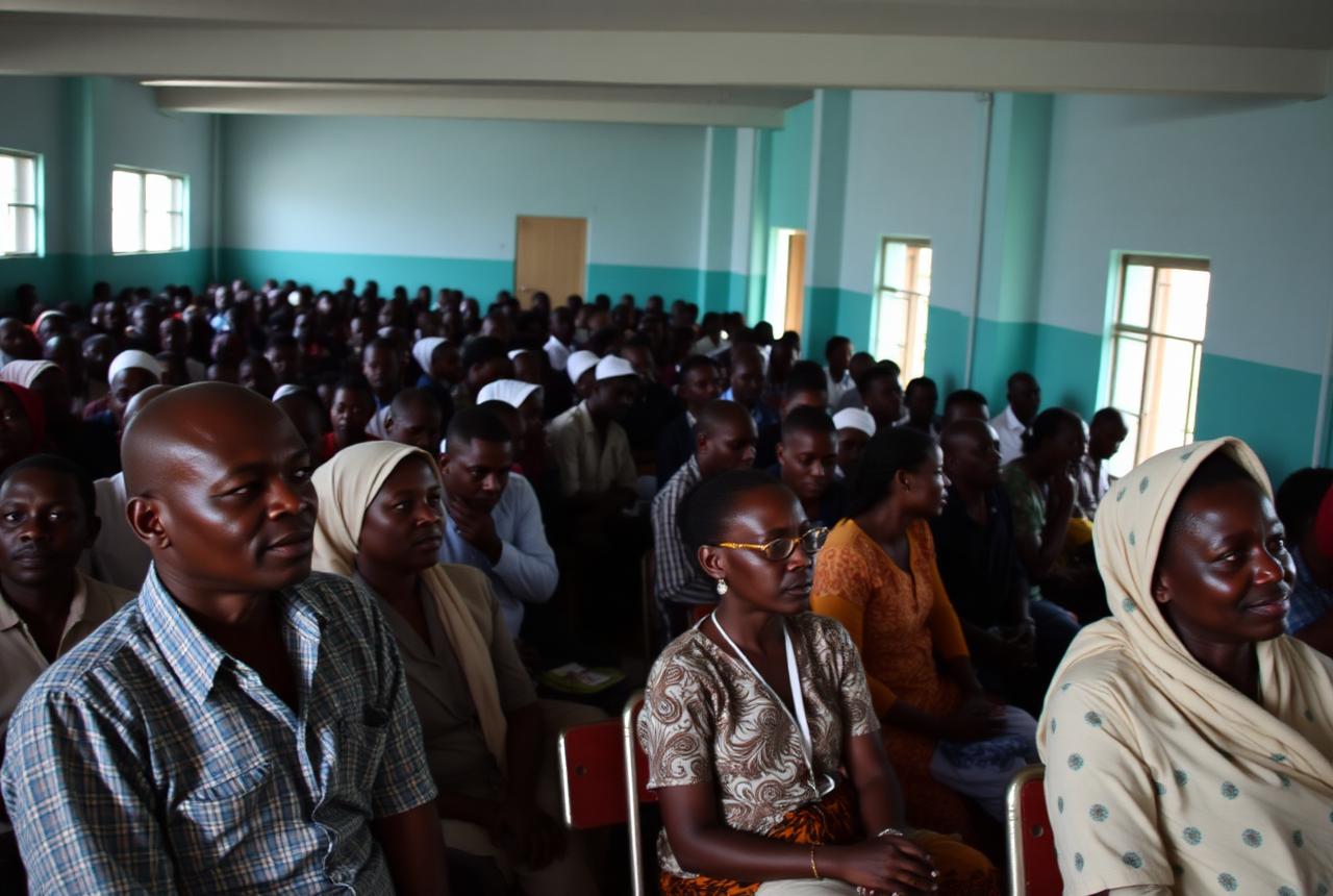 Patients waiting in a long queue at a hospital outpatient clinic